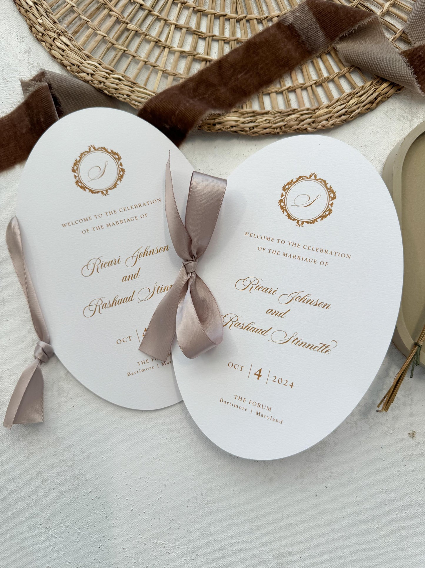 Champagne Wedding Programs | Style 106Oval