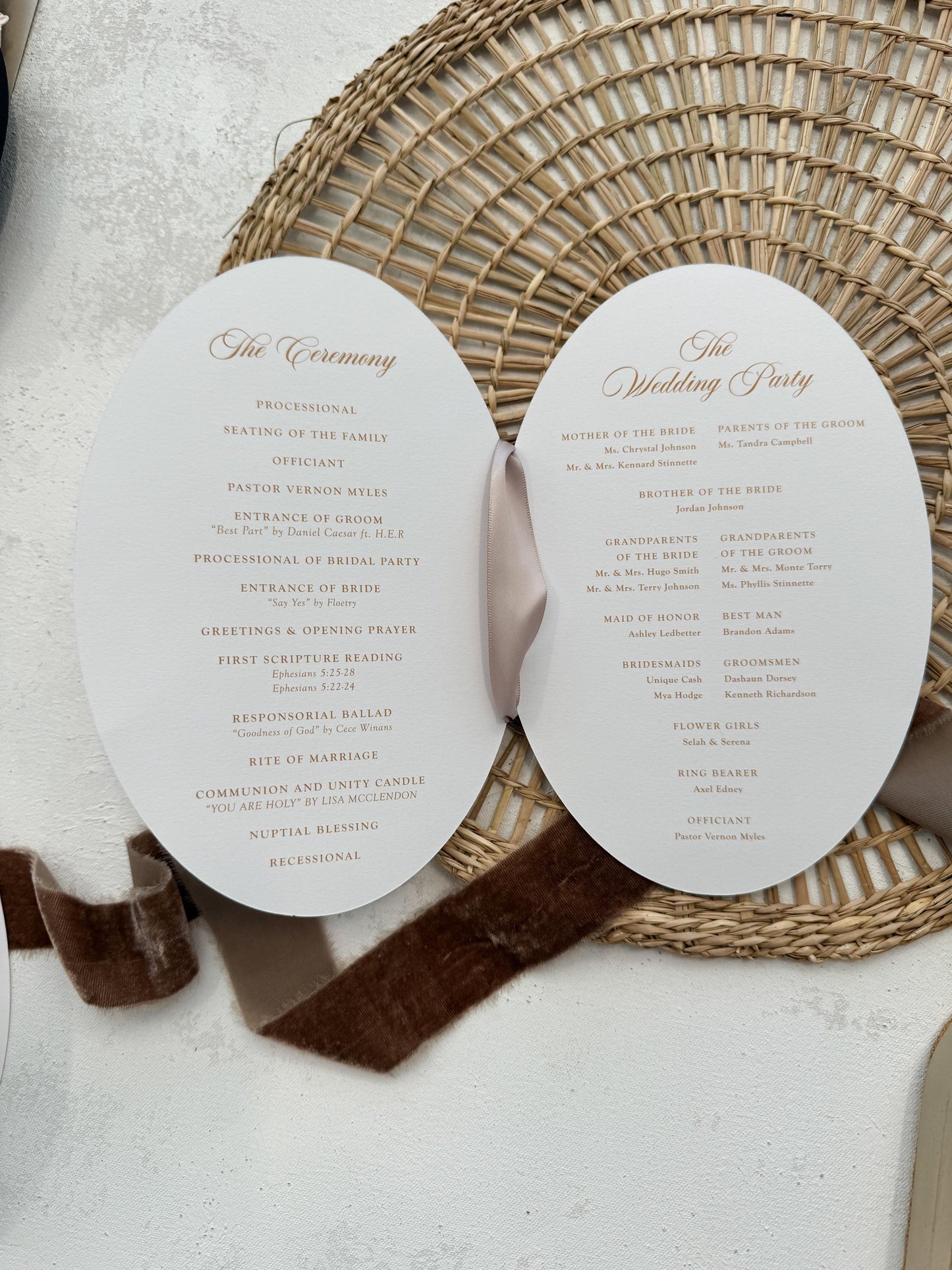 Champagne Wedding Programs | Style 106Oval