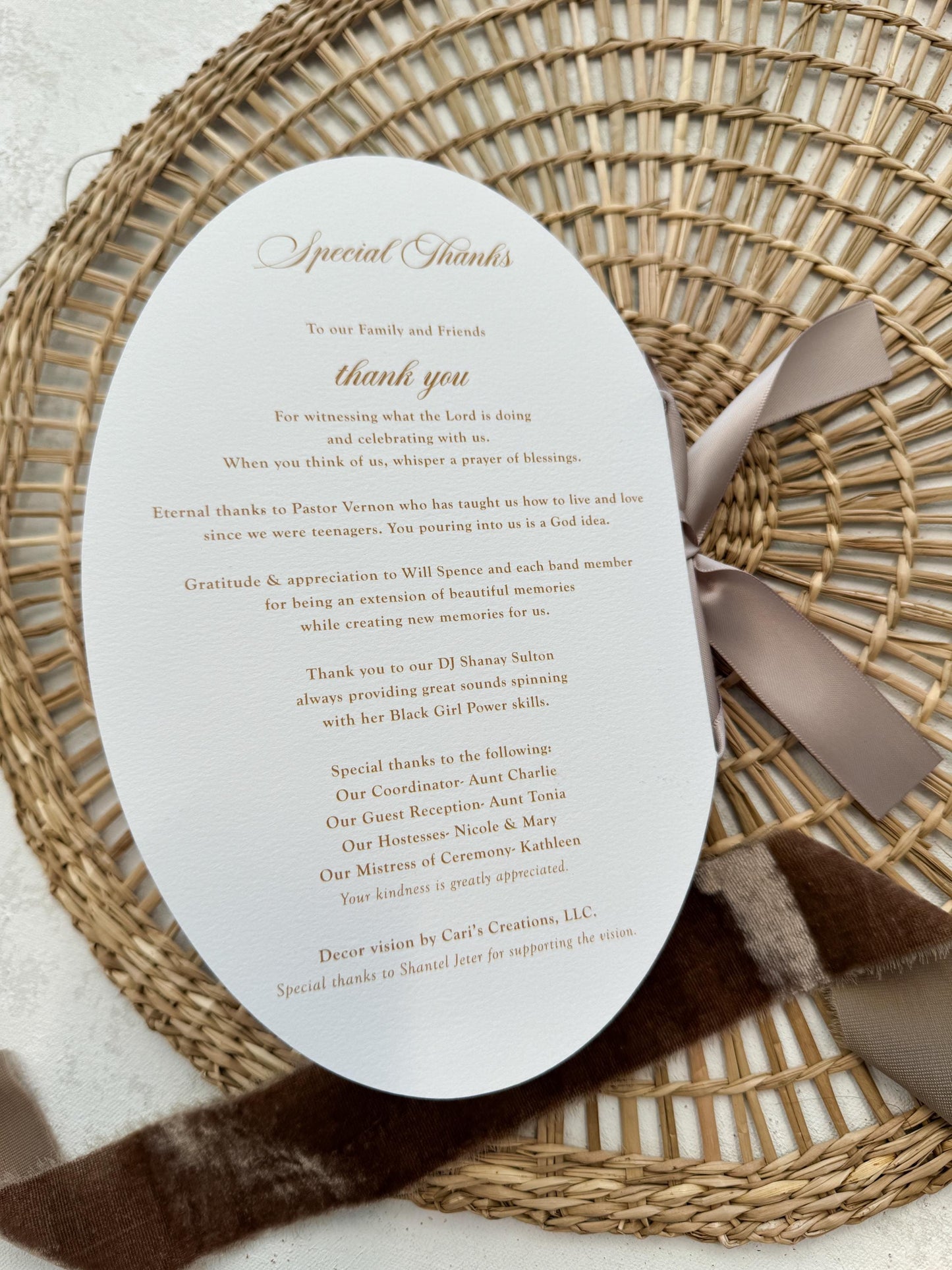 Champagne Wedding Programs | Style 106Oval