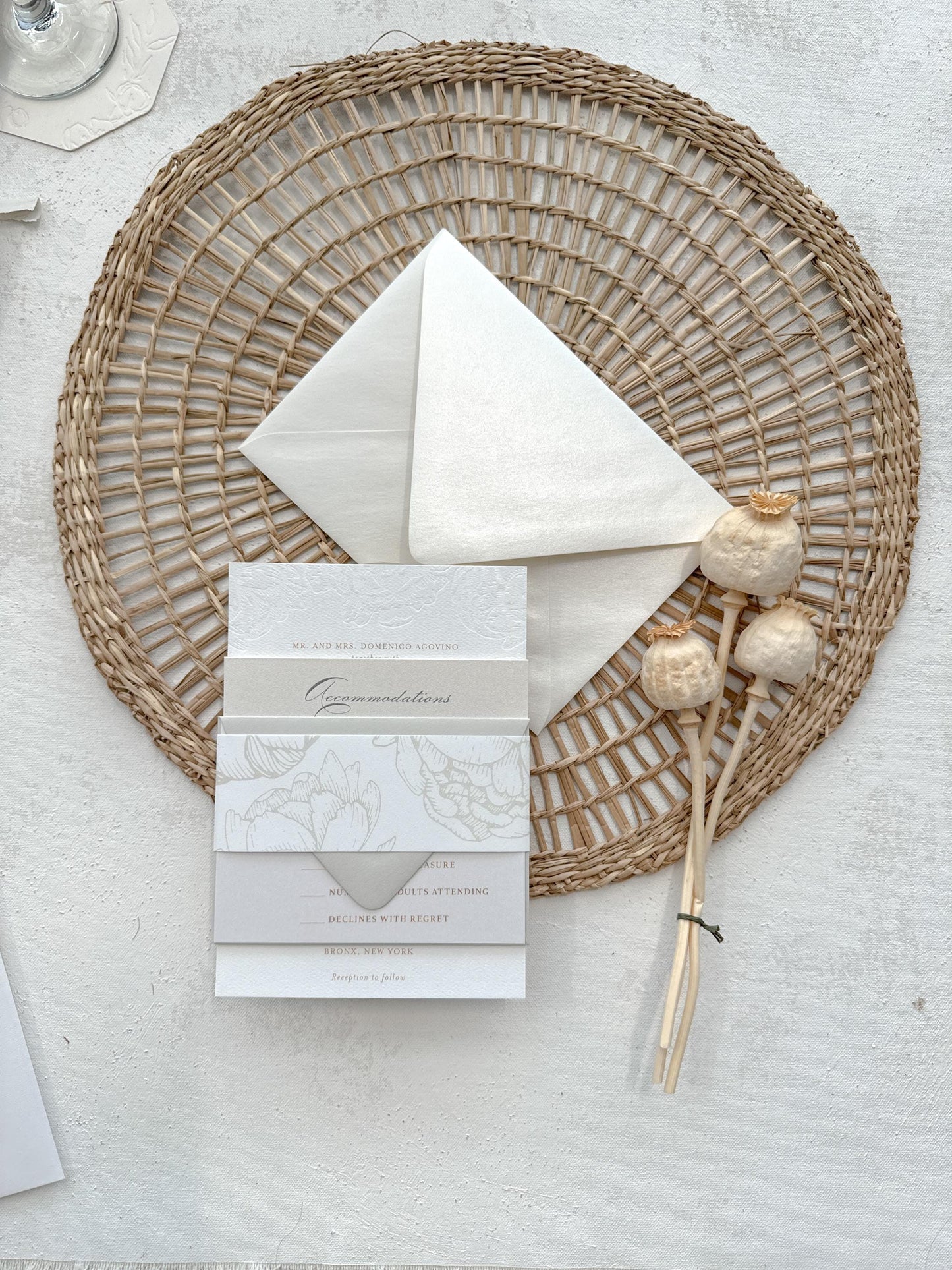 Blind Deboss Wedding Invitations | Neutrals | Wedding Invitations - Style 777 Digital