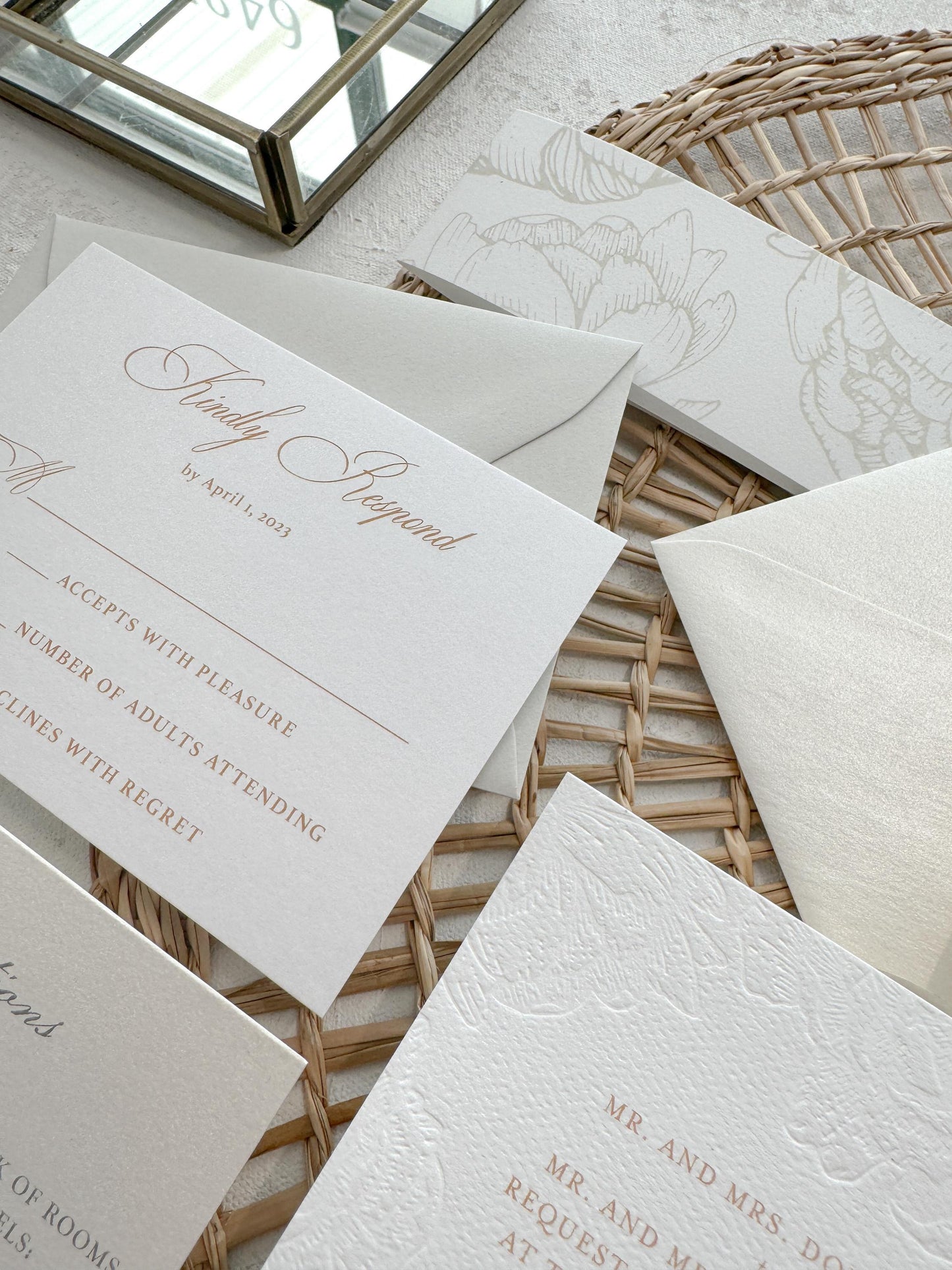 Blind Deboss Wedding Invitations | Neutrals | Wedding Invitations - Style 777 Digital