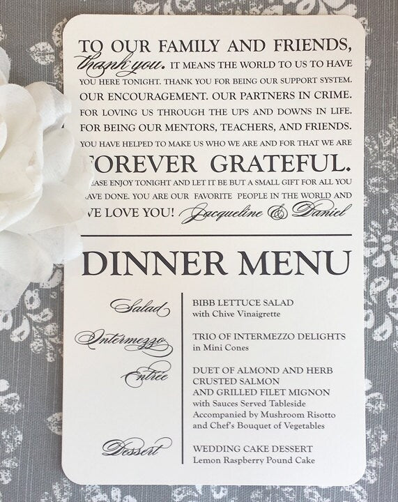 Wedding Menu and Thank You | Style 06