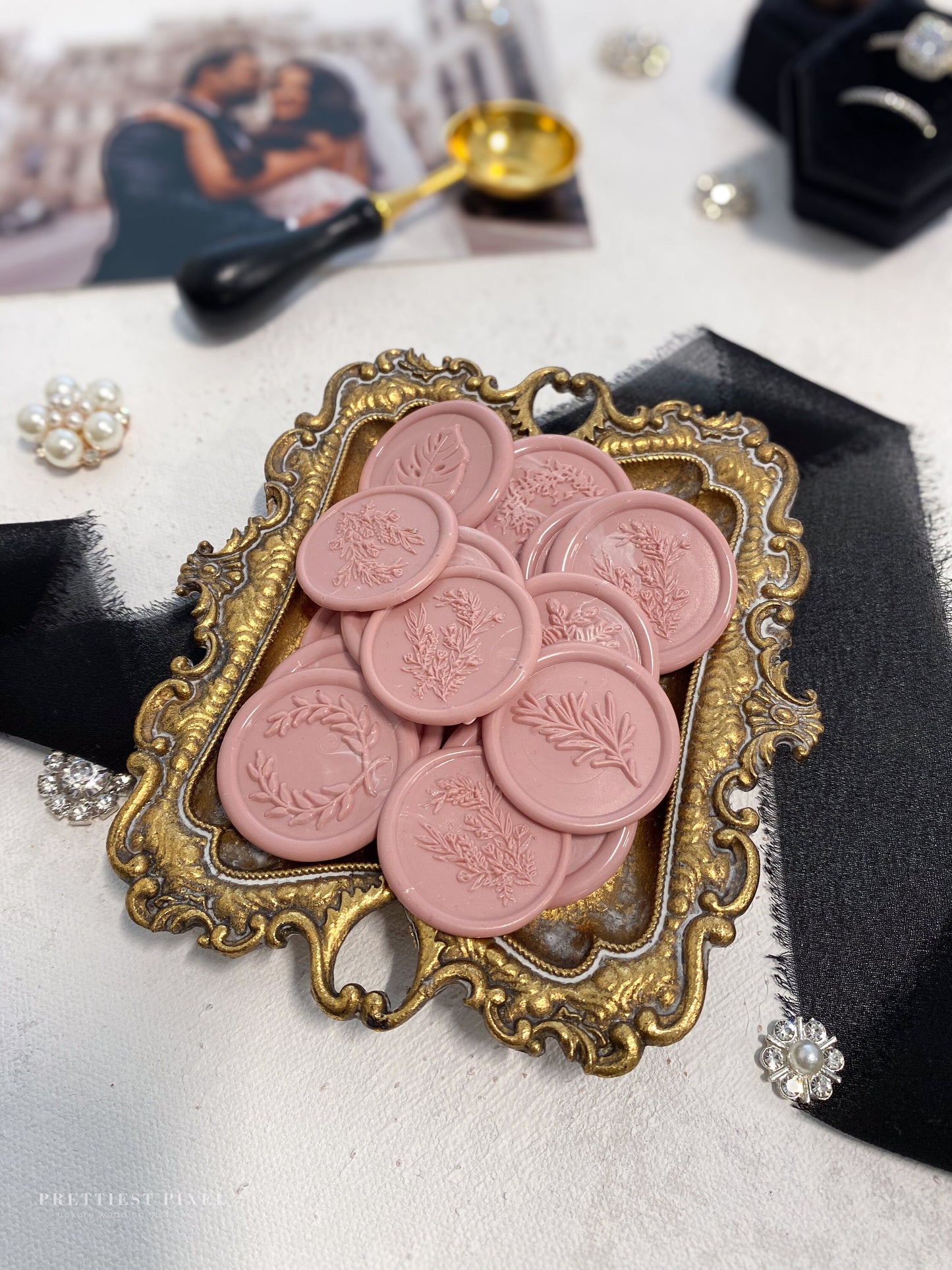 Dusty Rose Adhesive Wax Seal Stickers