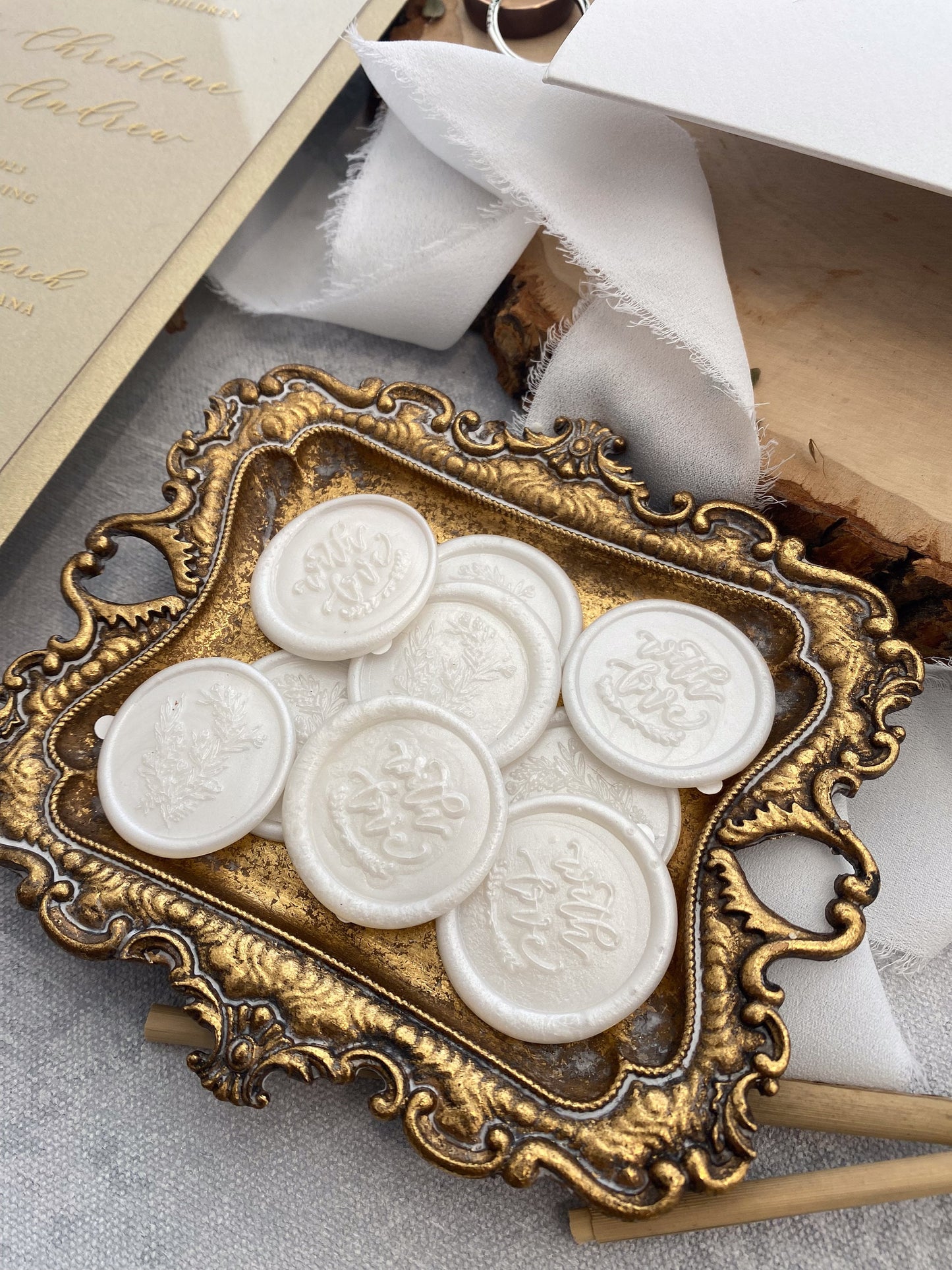 Pearl White Adhesive Wax Seal Stickers