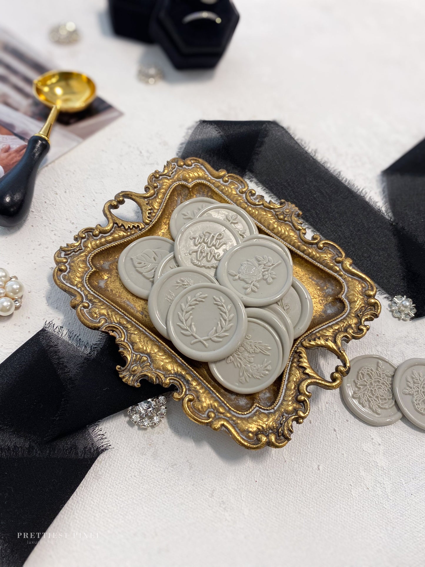 Stone Gray Adhesive Wax Seal Stickers