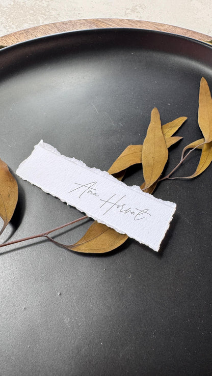 Deckle Edge Wedding Place Cards: Modern Printed Name Tags - Style 283 3.5x1 inches