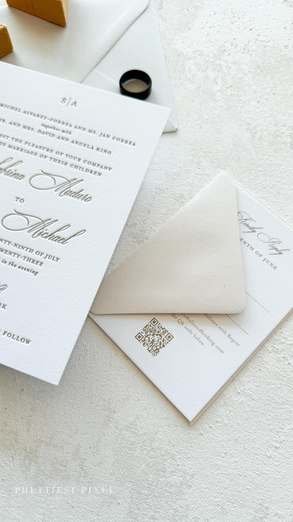 Letterpress Wedding Invitations - Custom Designs with Matching Cards Style 50