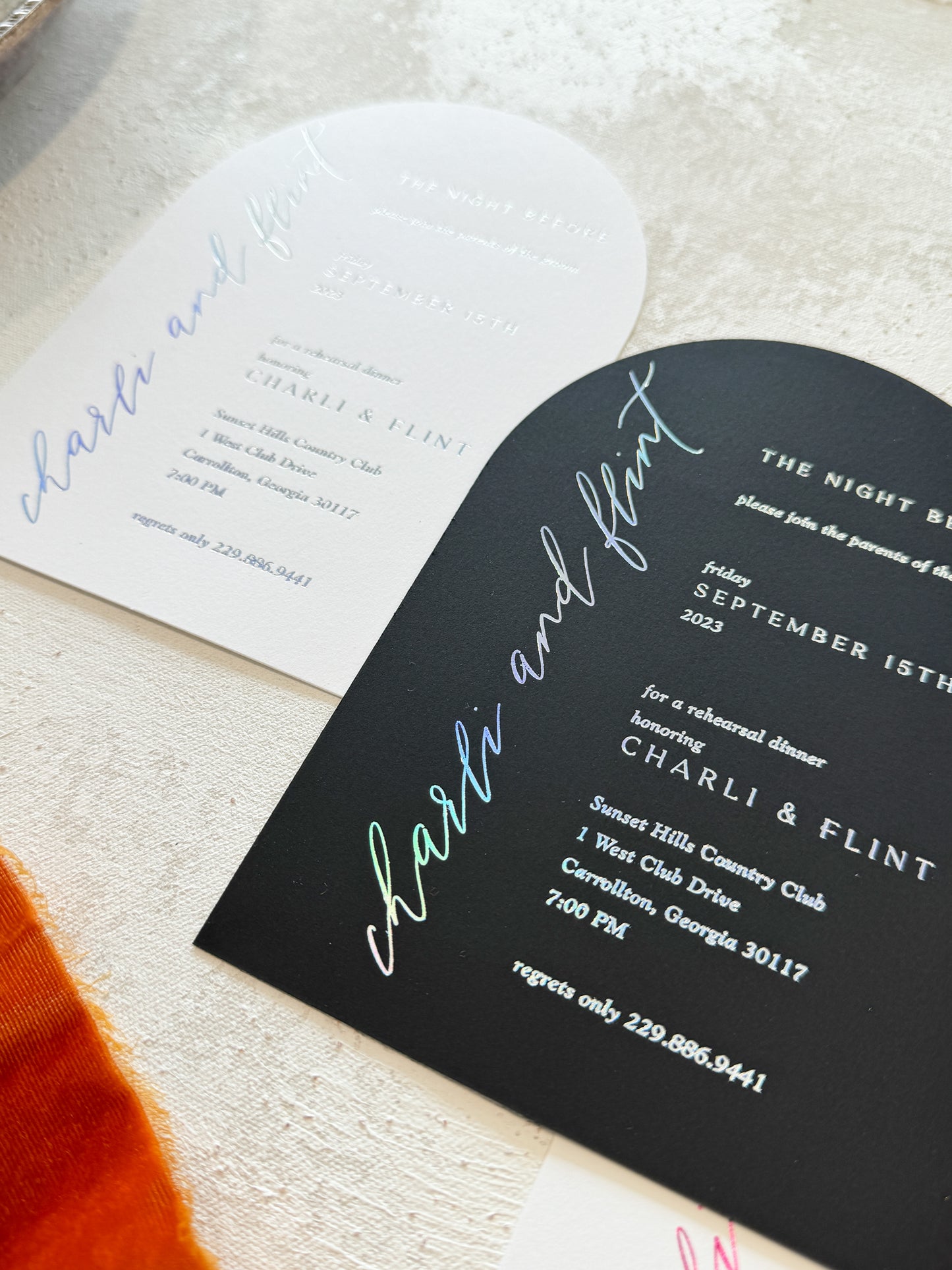 Holographic Rehearsal Invitations - Arch - Style 42