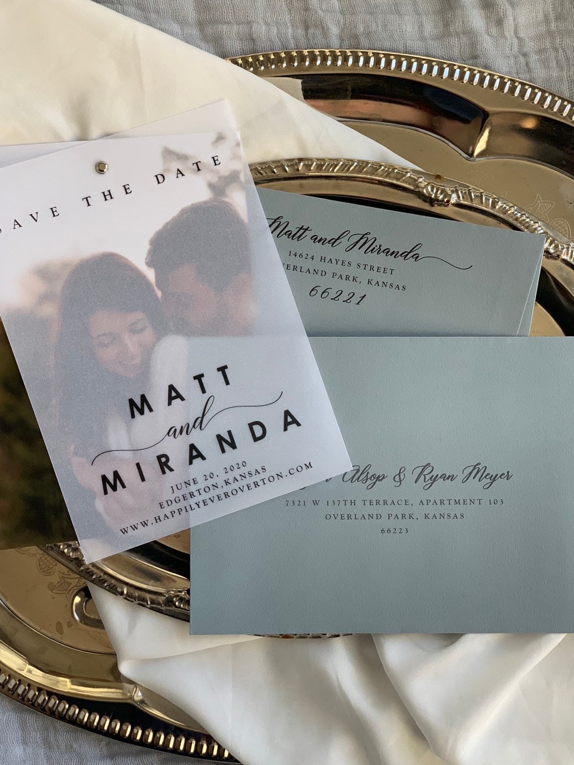 Save The Date Cards - Elegant Layered Invites With Clear Translucent Invitations - Style 171