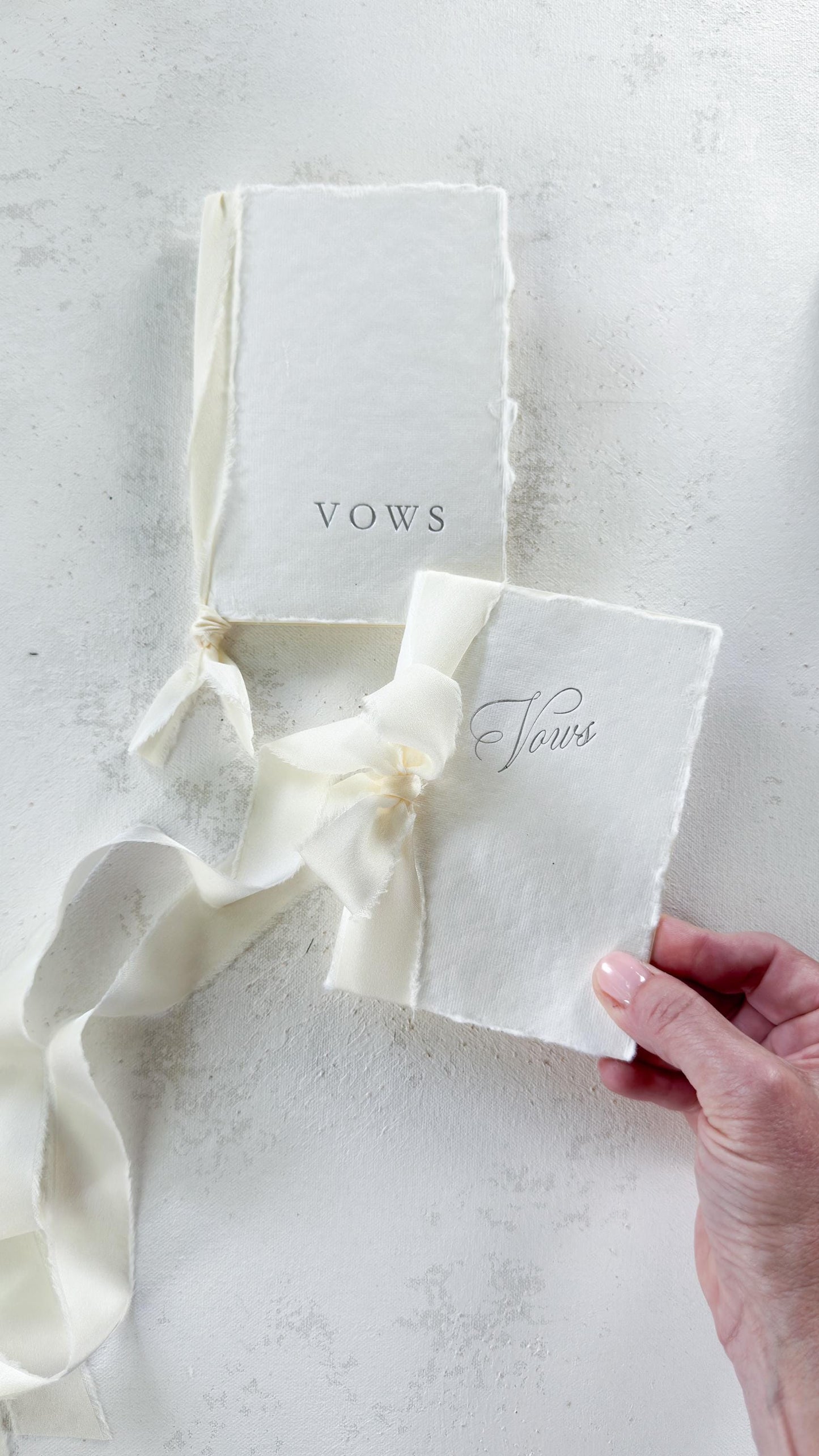 Handmade Paper Vow Books: Silver Foil Wedding Booklets (Set of 2)