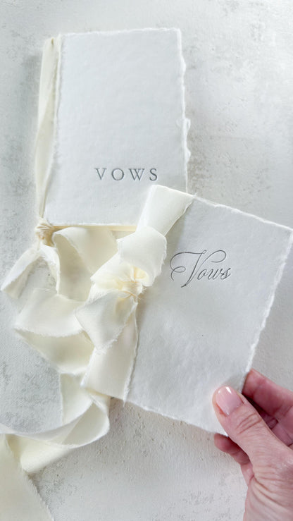 Handmade Paper Vow Books: Silver Foil Wedding Booklets (Set of 2)