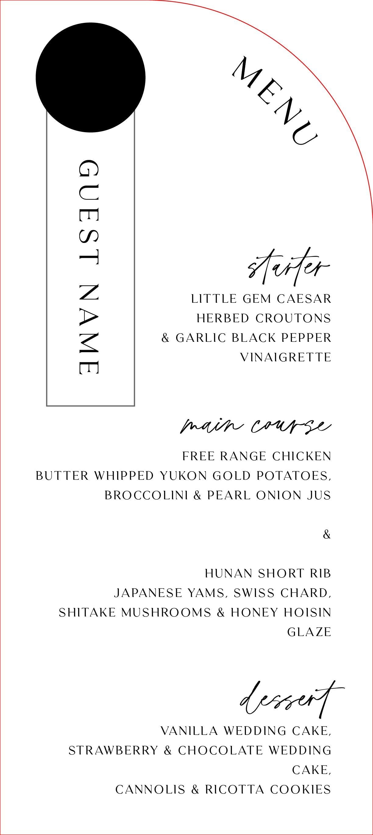 Half Arch Wedding Menus | Table Menu Place Cards |  with Wax Seals and Namecard  | Style 1408