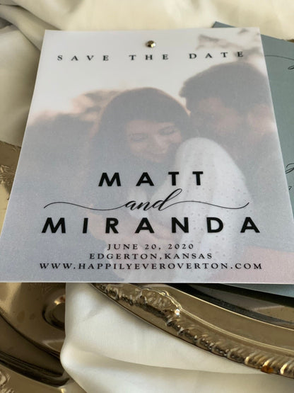 Save The Date Cards - Elegant Layered Invites With Clear Translucent Invitations - Style 171