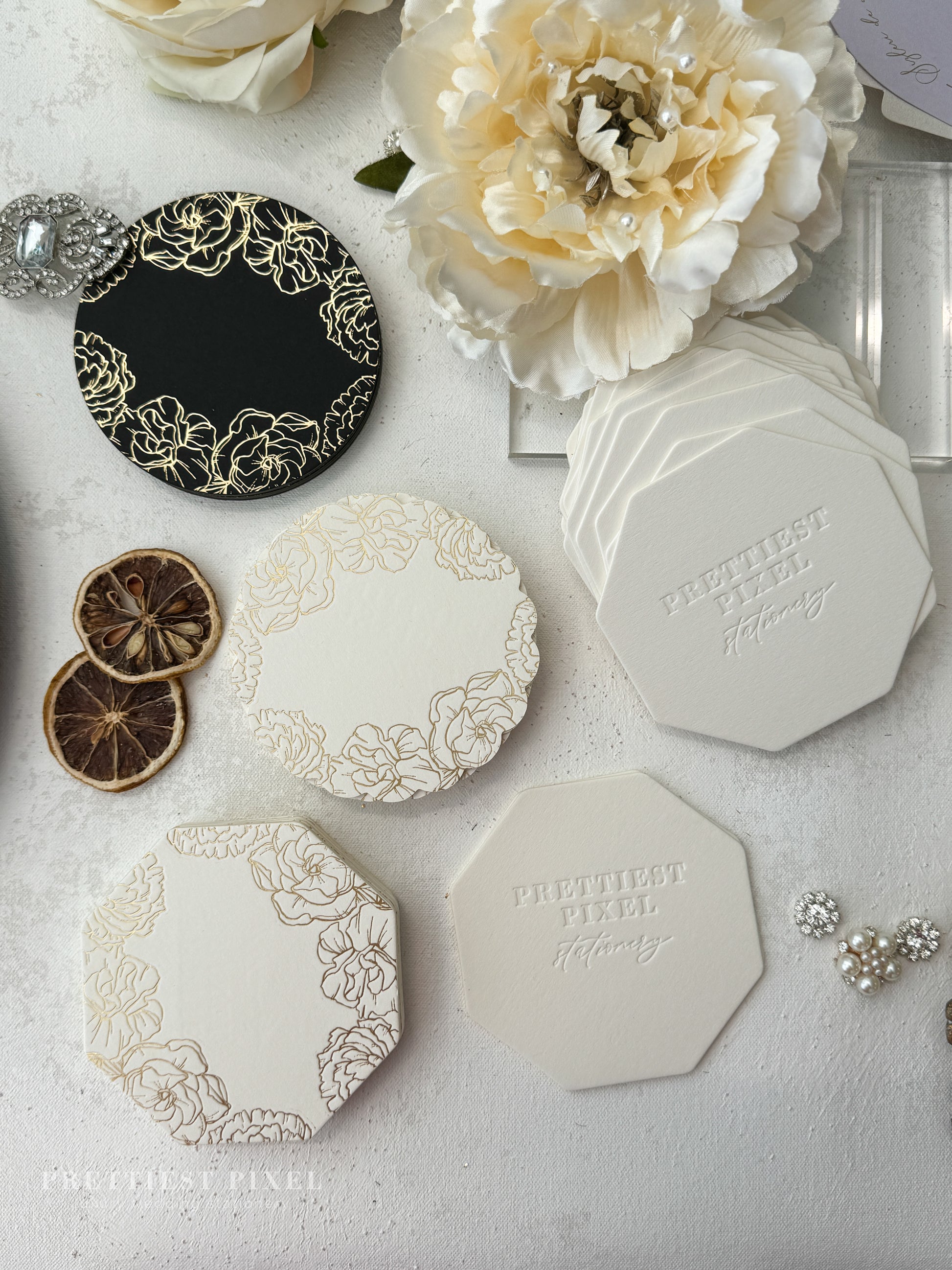 a table topped with lots of different types of cards