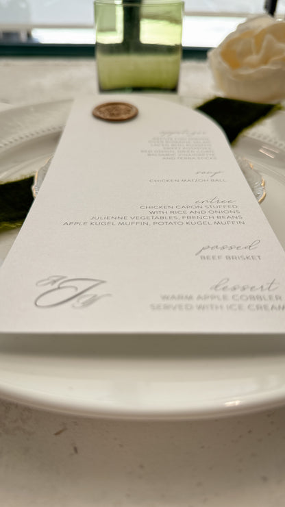 a white plate with a menu on it