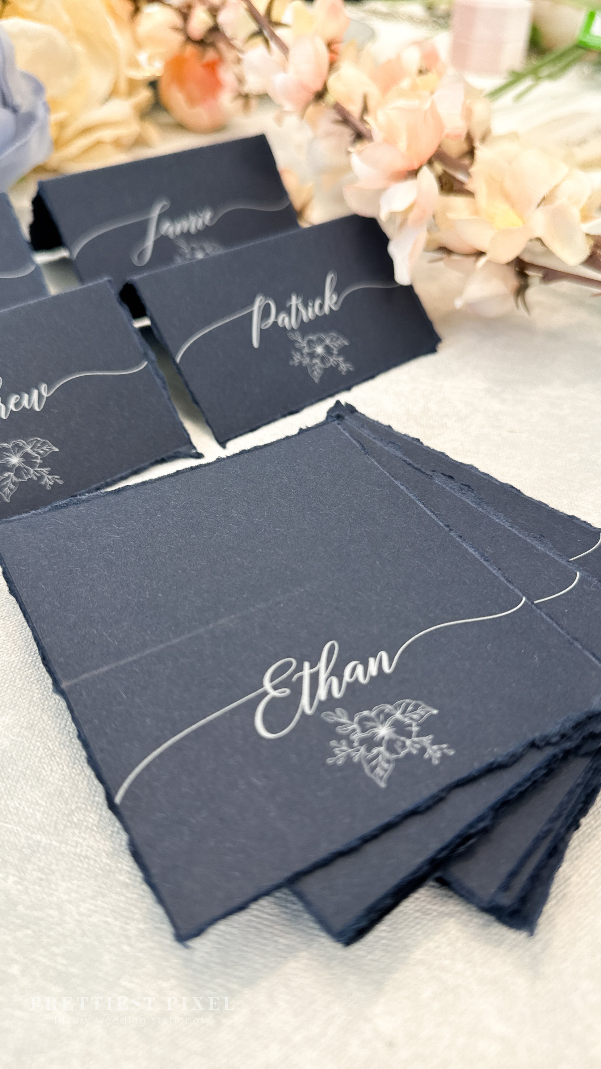 a close up of place cards on a table