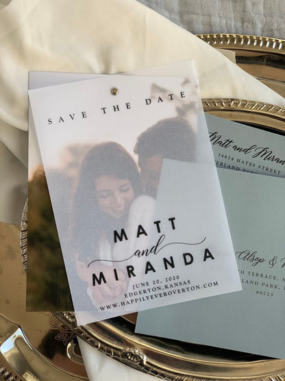 Save The Date Cards - Elegant Layered Invites With Clear Translucent Invitations - Style 171