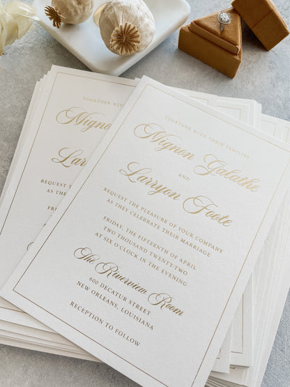 Ivory Wedding Invitation | Pocket Folder Style 218