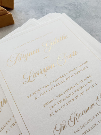 Ivory Wedding Invitation | Pocket Folder Style 218