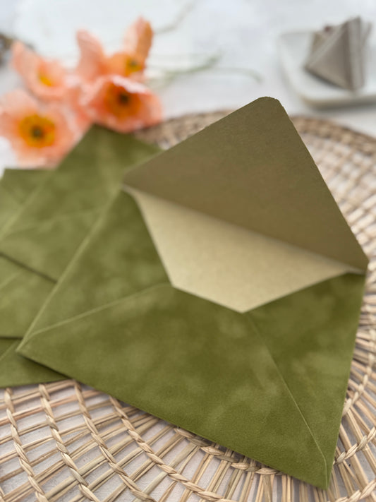 Clover Green Velvet Envelopes - SET OF 10