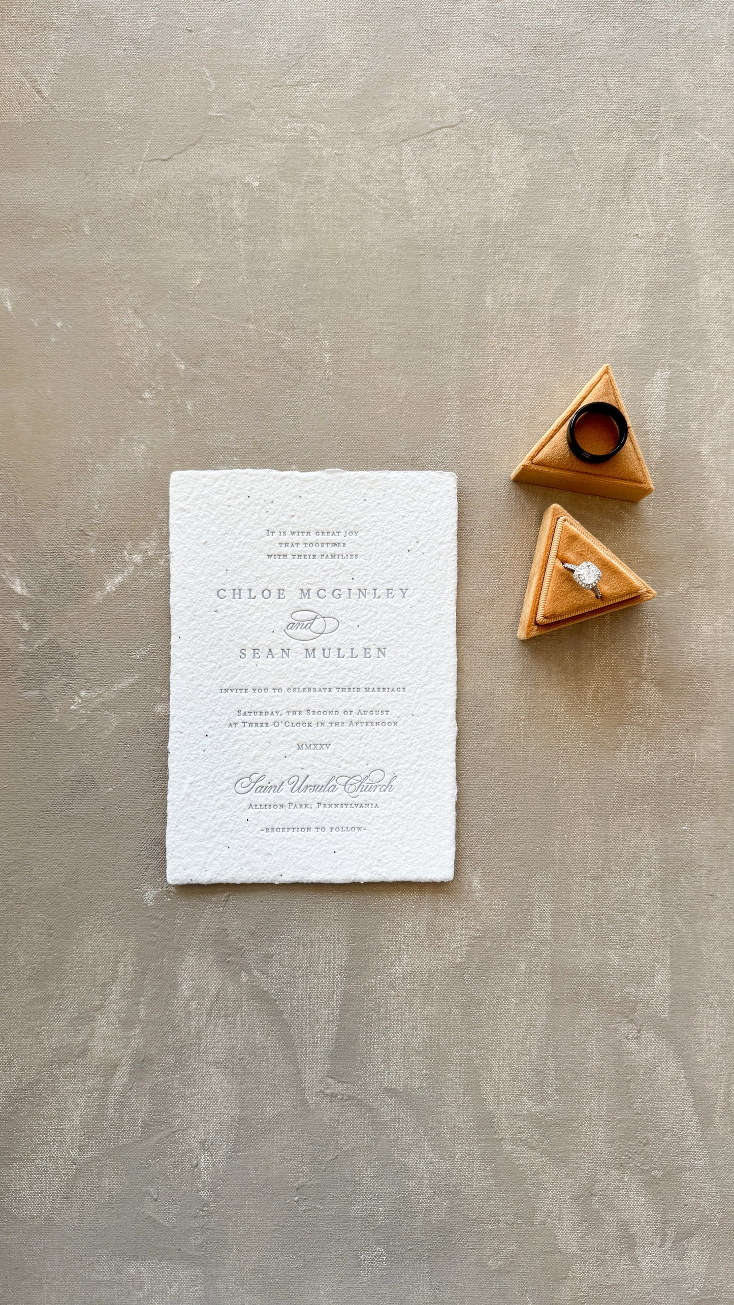 Letterpress Wedding Invitations – Handmade Paper, Elegant Wedding Invites Suite Style 2694