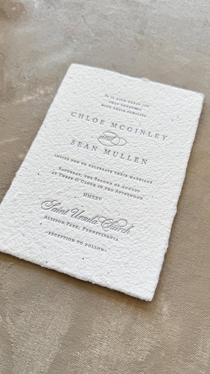 Letterpress Wedding Invitations – Handmade Paper, Elegant Wedding Invites Suite Style 2694