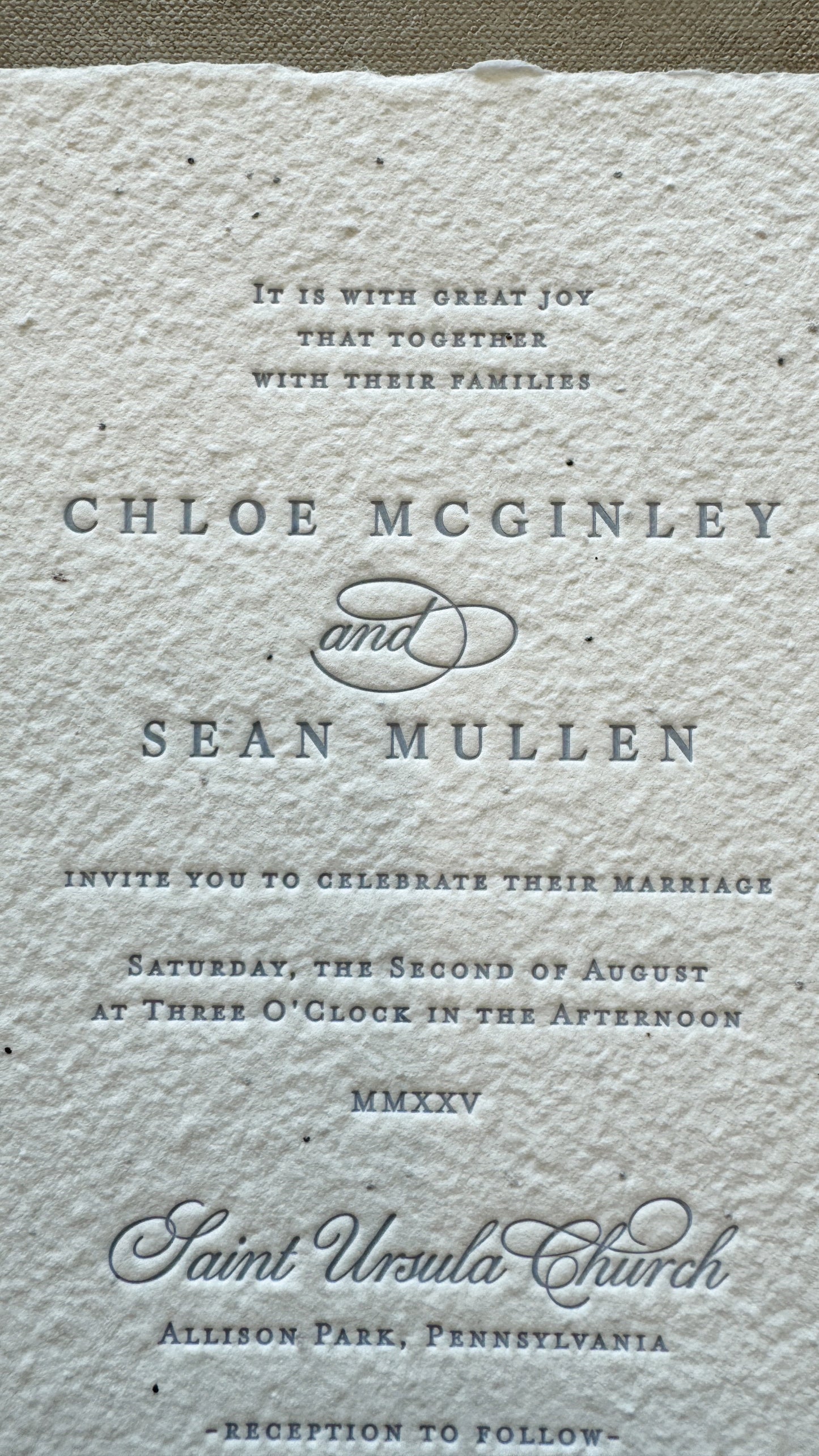 Letterpress Wedding Invitations – Handmade Paper, Elegant Wedding Invites Suite Style 2694