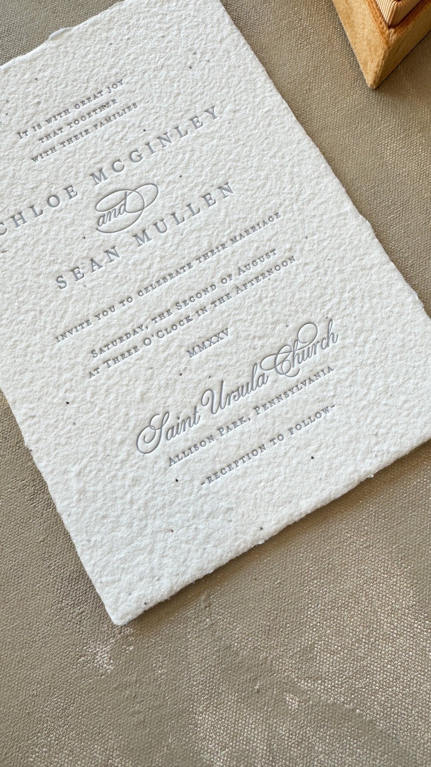 Letterpress Wedding Invitations – Handmade Paper, Elegant Wedding Invites Suite Style 2694