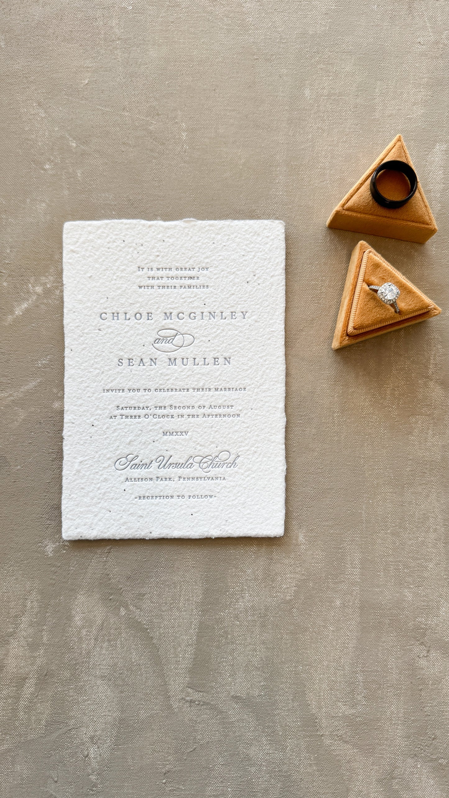 Letterpress Wedding Invitations – Handmade Paper, Elegant Wedding Invites Suite Style 2694