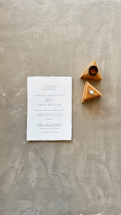 Letterpress Wedding Invitations – Handmade Paper, Elegant Wedding Invites Suite Style 2694