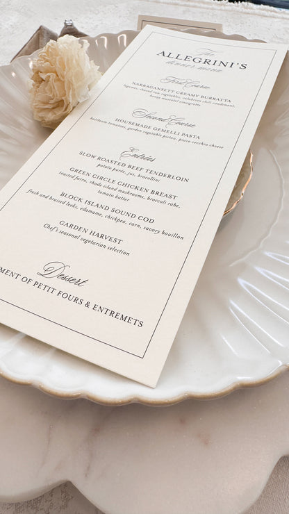 Wedding Menu – Custom Printed Wedding Menu Template | Classic Buffet Card Style 298