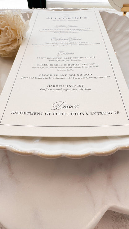 Wedding Menu – Custom Printed Wedding Menu Template | Classic Buffet Card Style 298