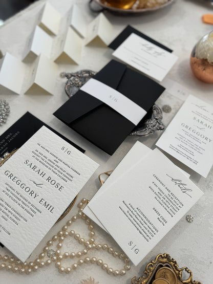 Black and White Letterpress Wedding Invitations | Black Invitations |  Style 1408