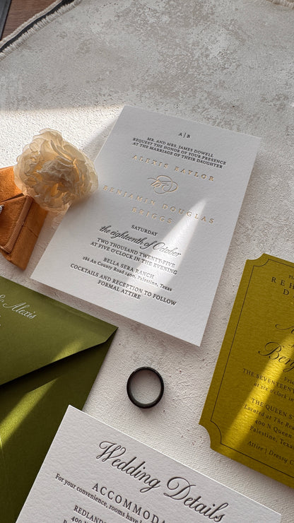 Elegant Letterpress Wedding Invitations with Foil | Style 1264