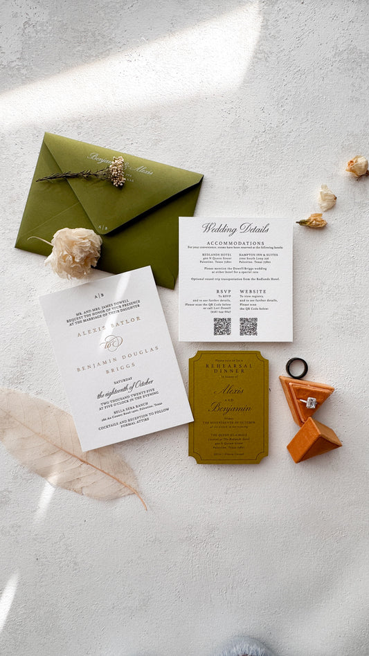 Elegant Letterpress Wedding Invitations with Foil | Style 1264