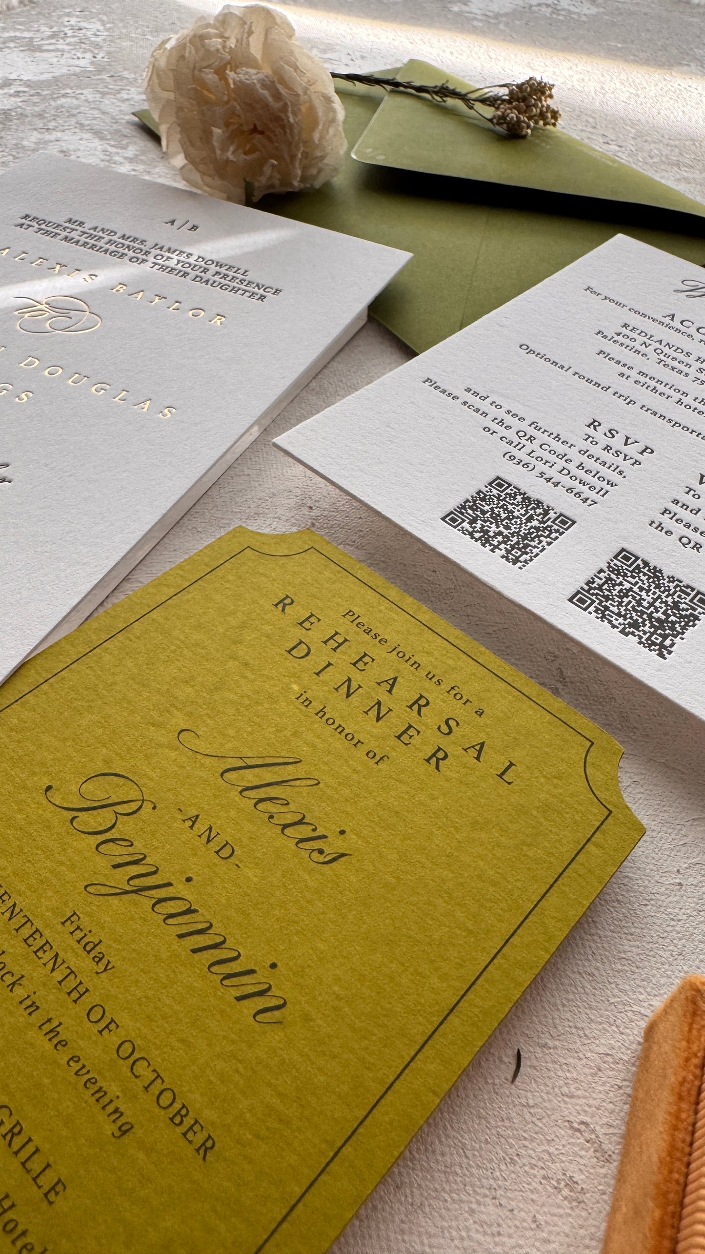Elegant Letterpress Wedding Invitations with Foil | Style 1264