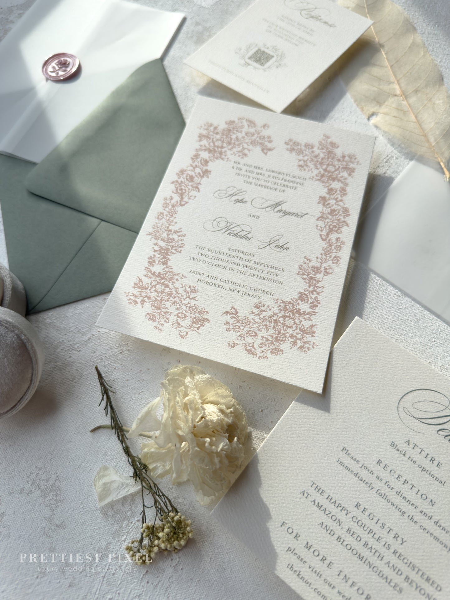 Digitally Printed Wedding Invitations – Elegant Invitation Suite with RSVP Card Included Style 97