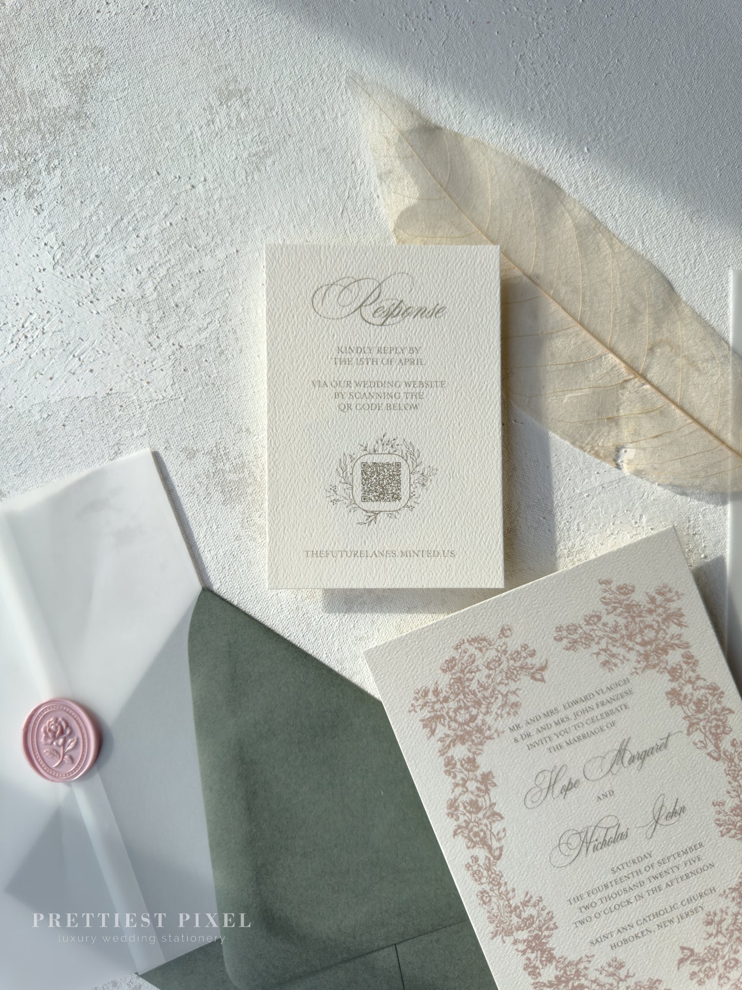 Digitally Printed Wedding Invitations – Elegant Invitation Suite with RSVP Card Included Style 97