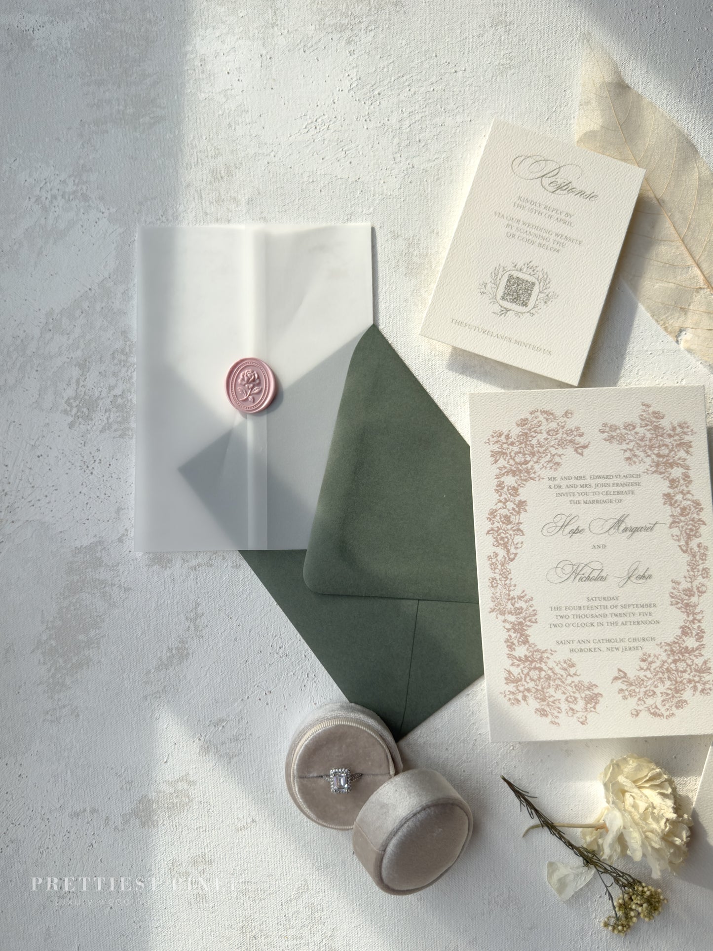 Digitally Printed Wedding Invitations – Elegant Invitation Suite with RSVP Card Included Style 97
