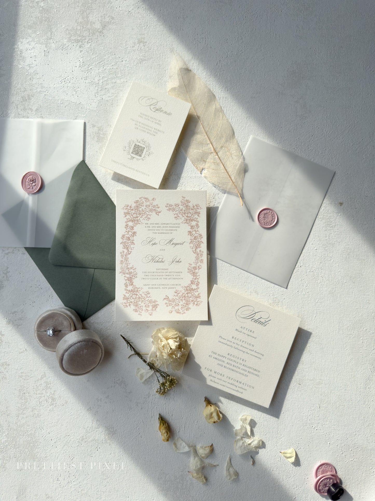 Digitally Printed Wedding Invitations – Elegant Invitation Suite with RSVP Card Included Style 97