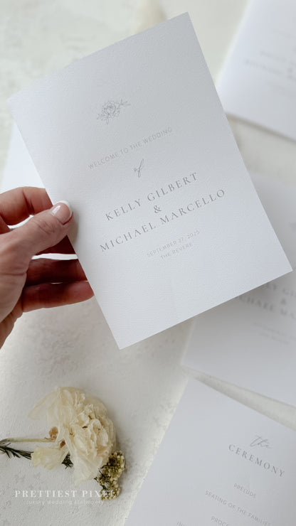 Folded Wedding Programs | Multipage Ceremony Order Program With Elegant Ivory Design Style 3277