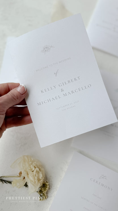 Folded Wedding Programs | Multipage Ceremony Order Program With Elegant Ivory Design Style 3277