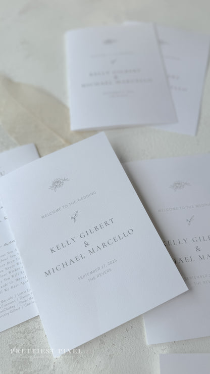 Folded Wedding Programs | Multipage Ceremony Order Program With Elegant Ivory Design Style 3277