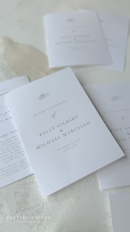 Folded Wedding Programs | Multipage Ceremony Order Program With Elegant Ivory Design Style 3277
