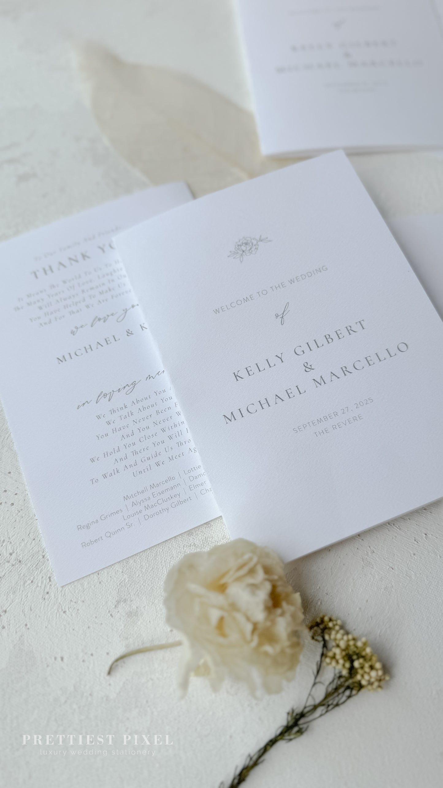Folded Wedding Programs | Multipage Ceremony Order Program With Elegant Ivory Design Style 3277