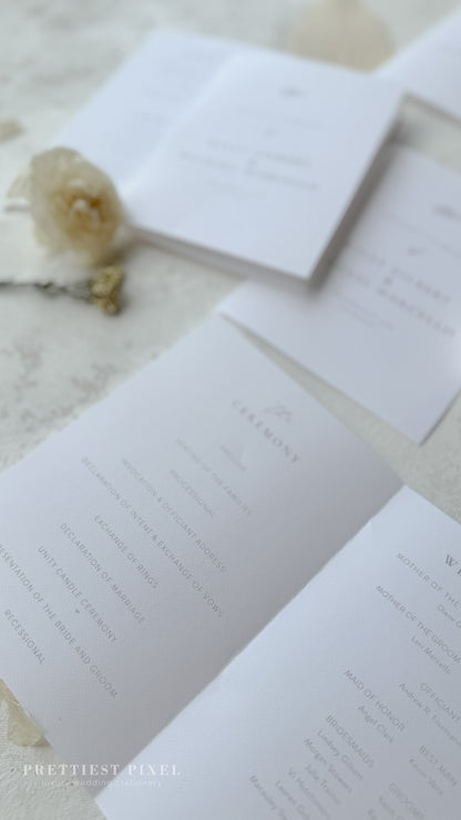 Folded Wedding Programs | Multipage Ceremony Order Program With Elegant Ivory Design Style 3277