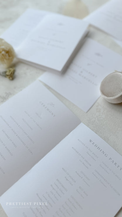Folded Wedding Programs | Multipage Ceremony Order Program With Elegant Ivory Design Style 3277