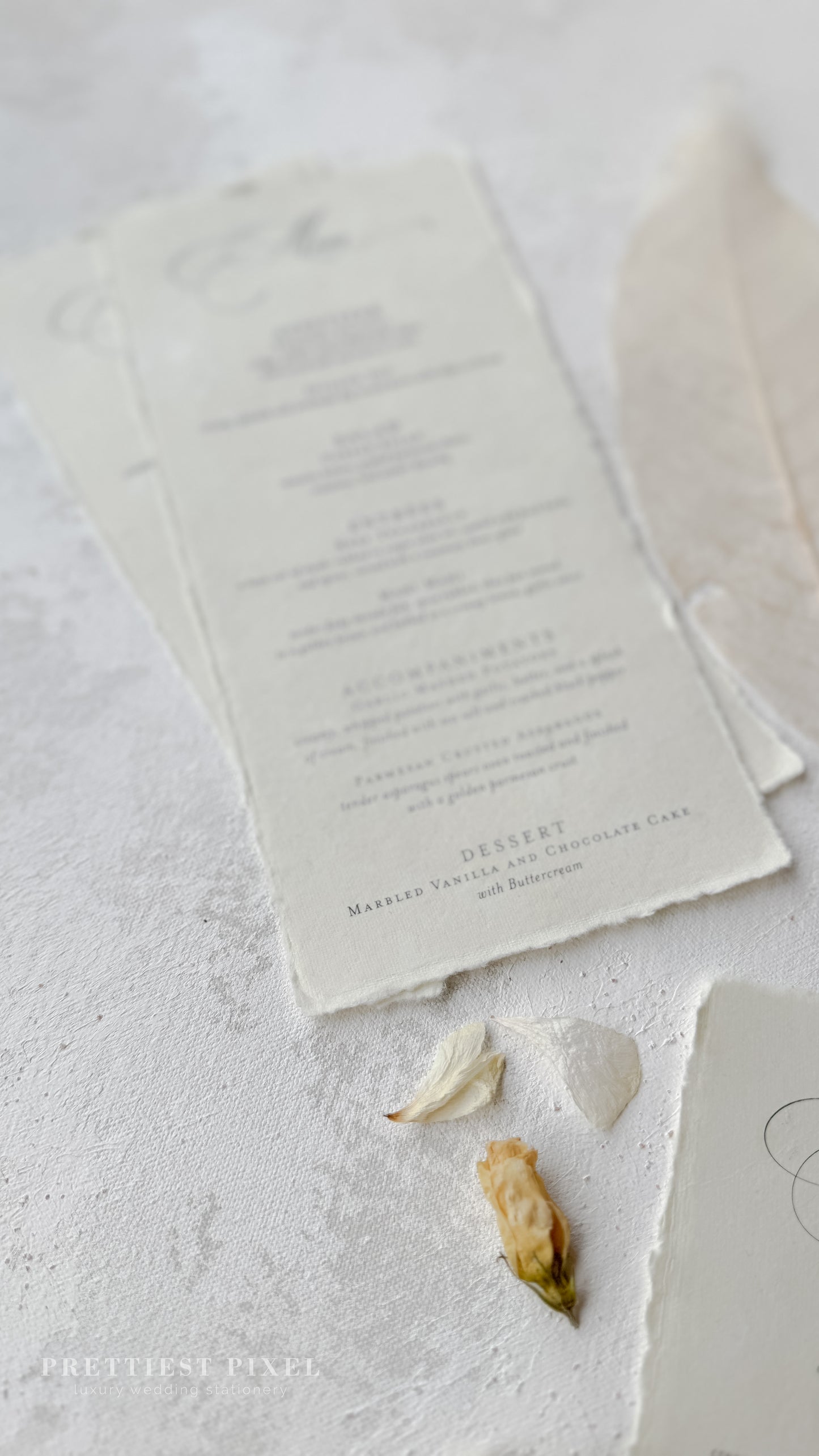 Handmade Paper Wedding Menus | Style 2694