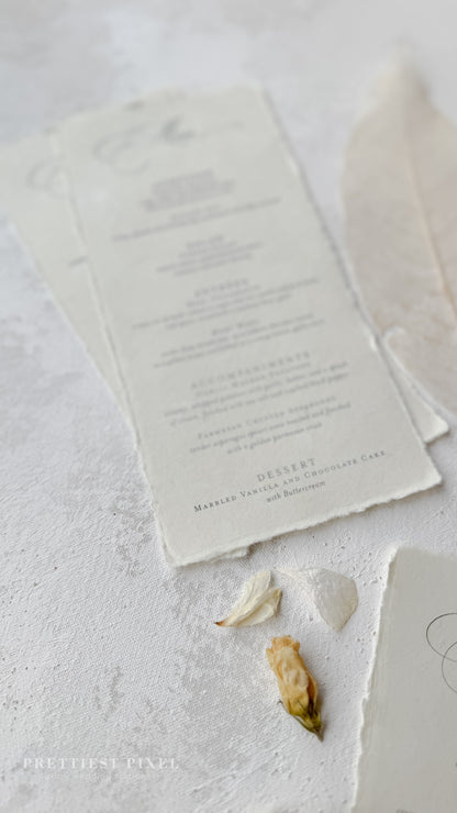 Handmade Paper Wedding Menus | Style 2694