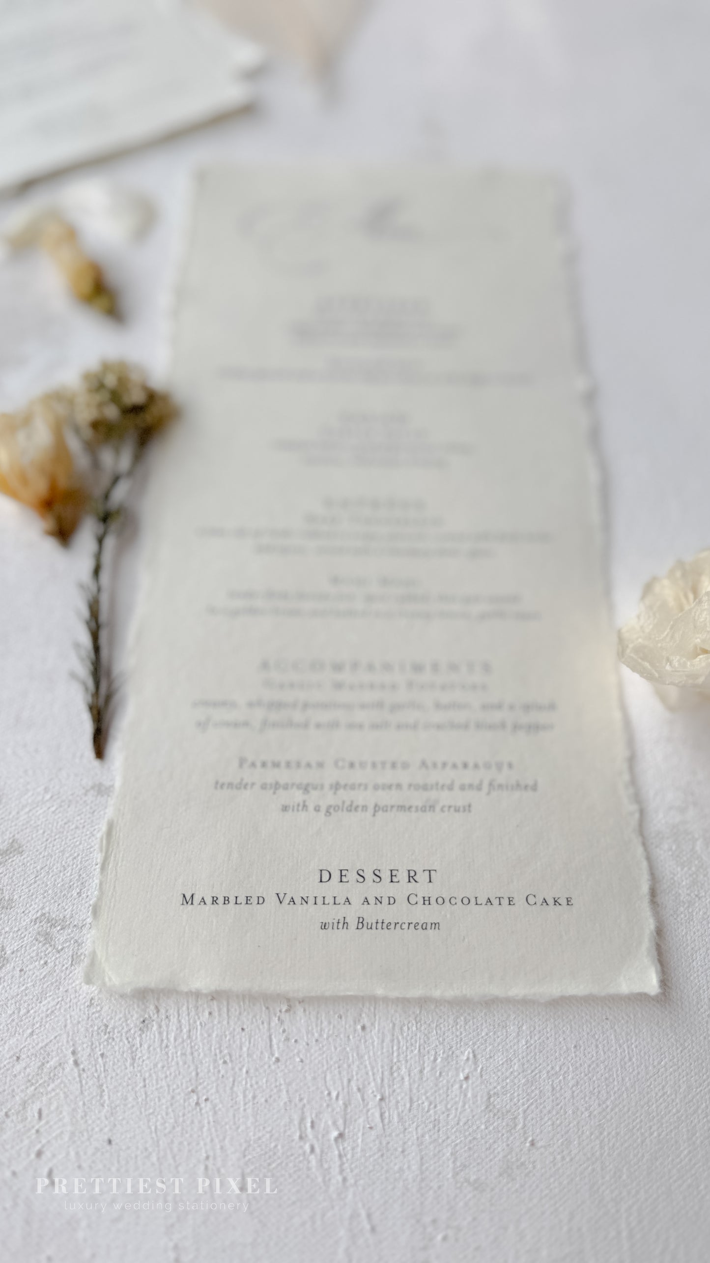 Handmade Paper Wedding Menus | Style 2694